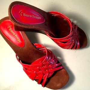 Red Step Out Bare Traps Wedges